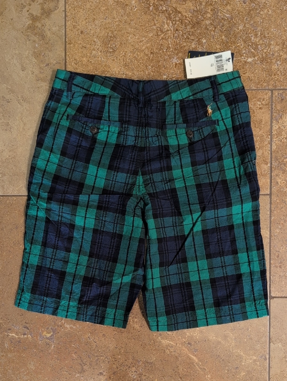 Polo Ralph Lauren boy shorts. Blue and green plaid. Size 18. - Picture 5 of 5